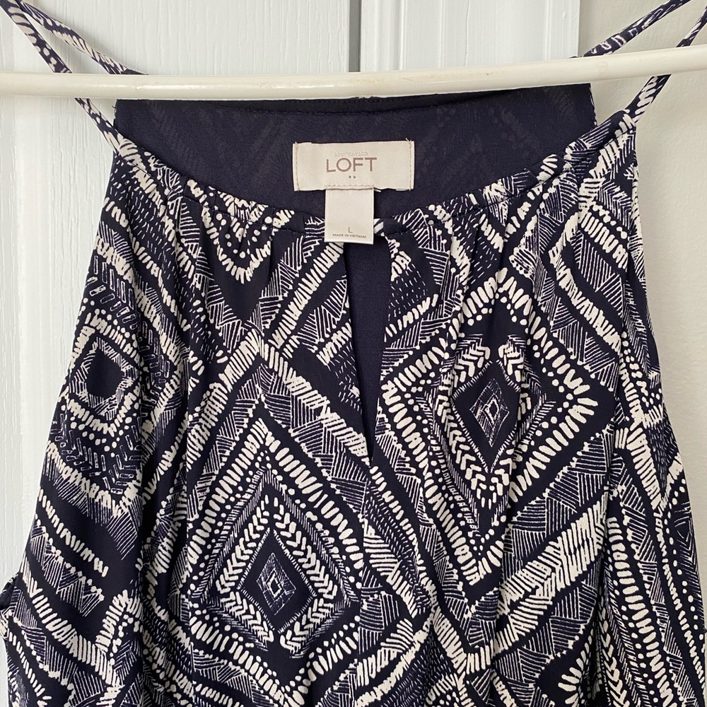 Loft navy and white design maxi dress